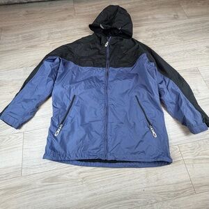REI Elements Windbreaker Jacket Blue Nylon Hooded Hiking Outdoor Mens Size XL